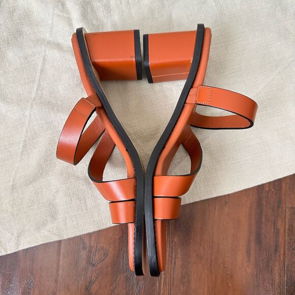 NWOB EVERLANE The Italian Leather Tourist Heel Sandals in Adobe Brown - Picture 7 of 12